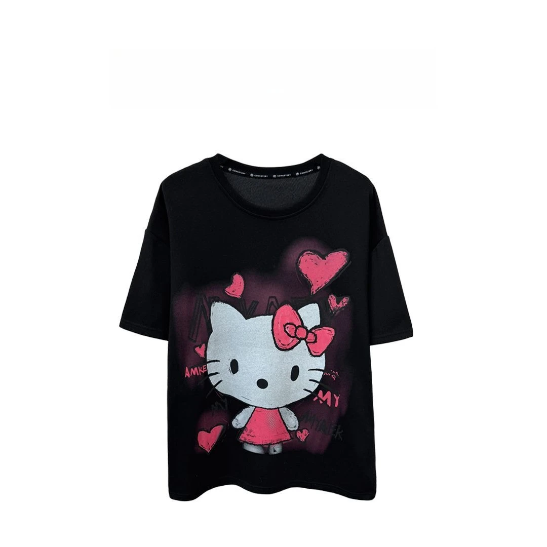 

Summer New Cartoon Printing Loose Short-sleeved T-shirt Fashionable Versatile and Beautiful Casual Breathable Soft Tops