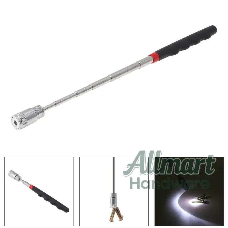 Magnetic telescopic picking tool LED light flexible spring magnet picking tool garbage picking arm extension grab bucket
