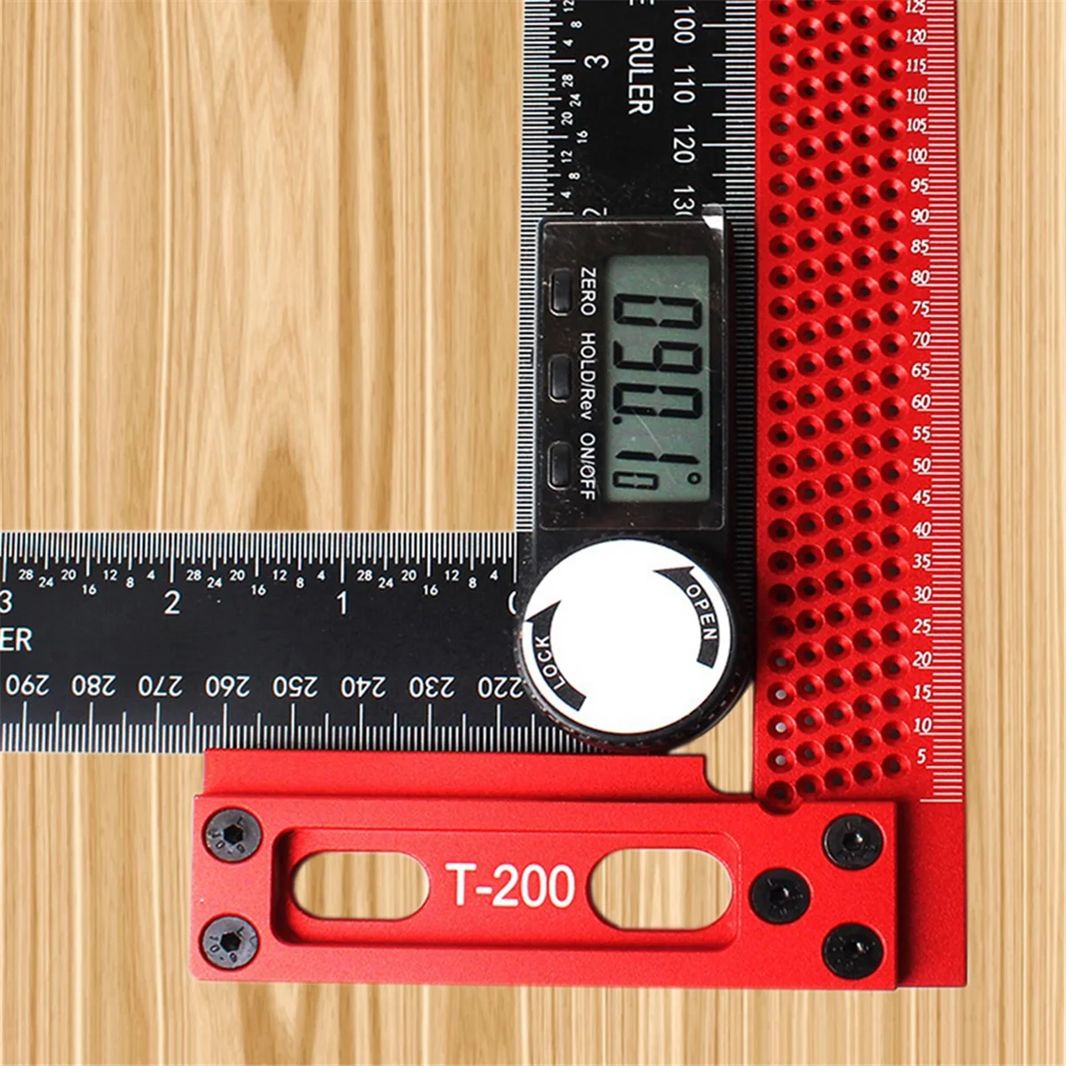 200MM Precision Scale Ruler L-Type Hole Ruler Aluminum Alloy Woodworking Scribing Mark Line