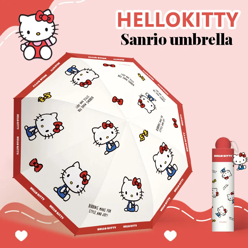 

Sanrio Hello Kitty Manual Three-Fold Umbrella Sun Protection for Both Sunny and Rainy Days Cute and Portable Folding Umbrella