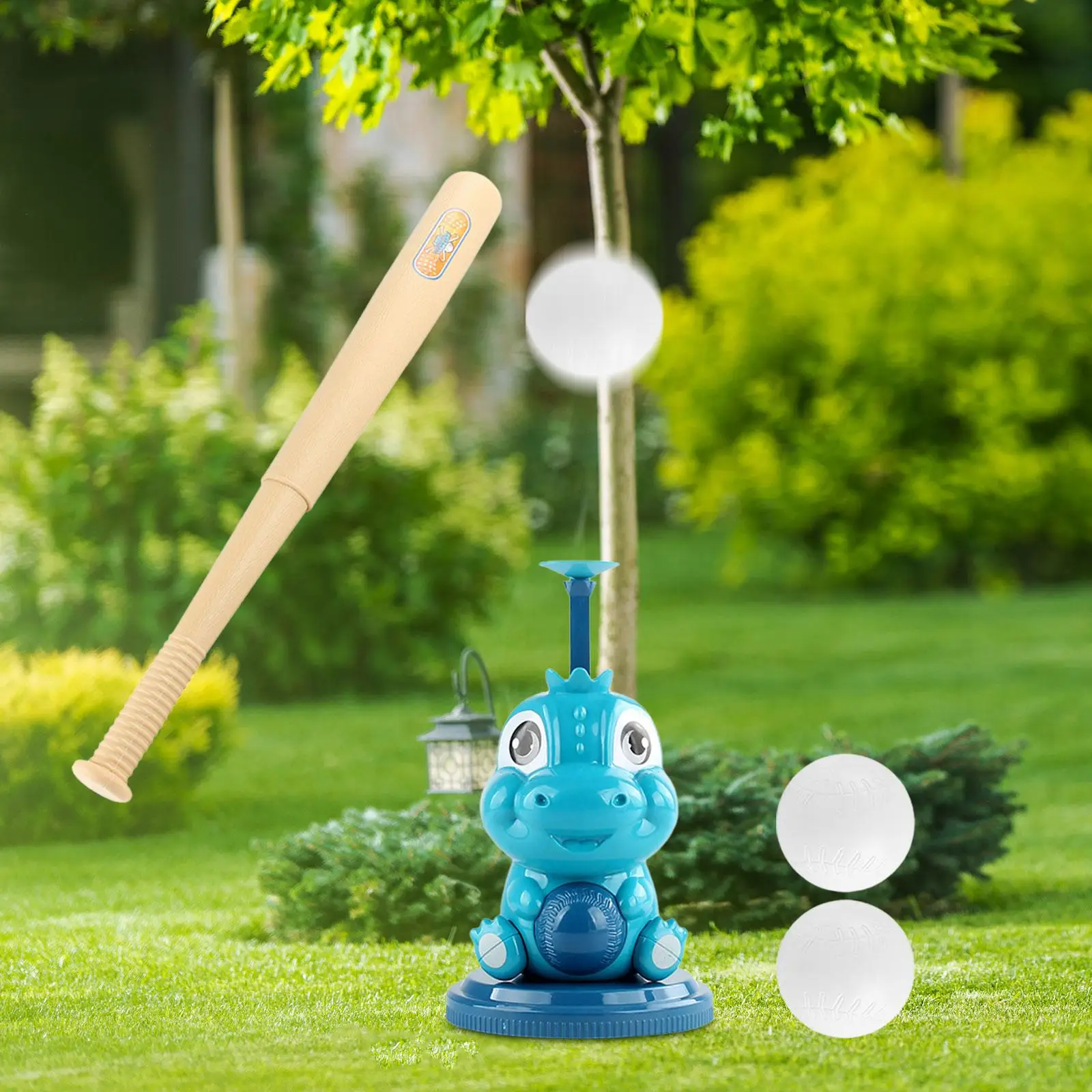 Baseball Trainer with Baseballs Cute Dinosaur Tennis Ball Launcher for Kids Birthday Gifts Girls Boys Children Indoor Outdoor