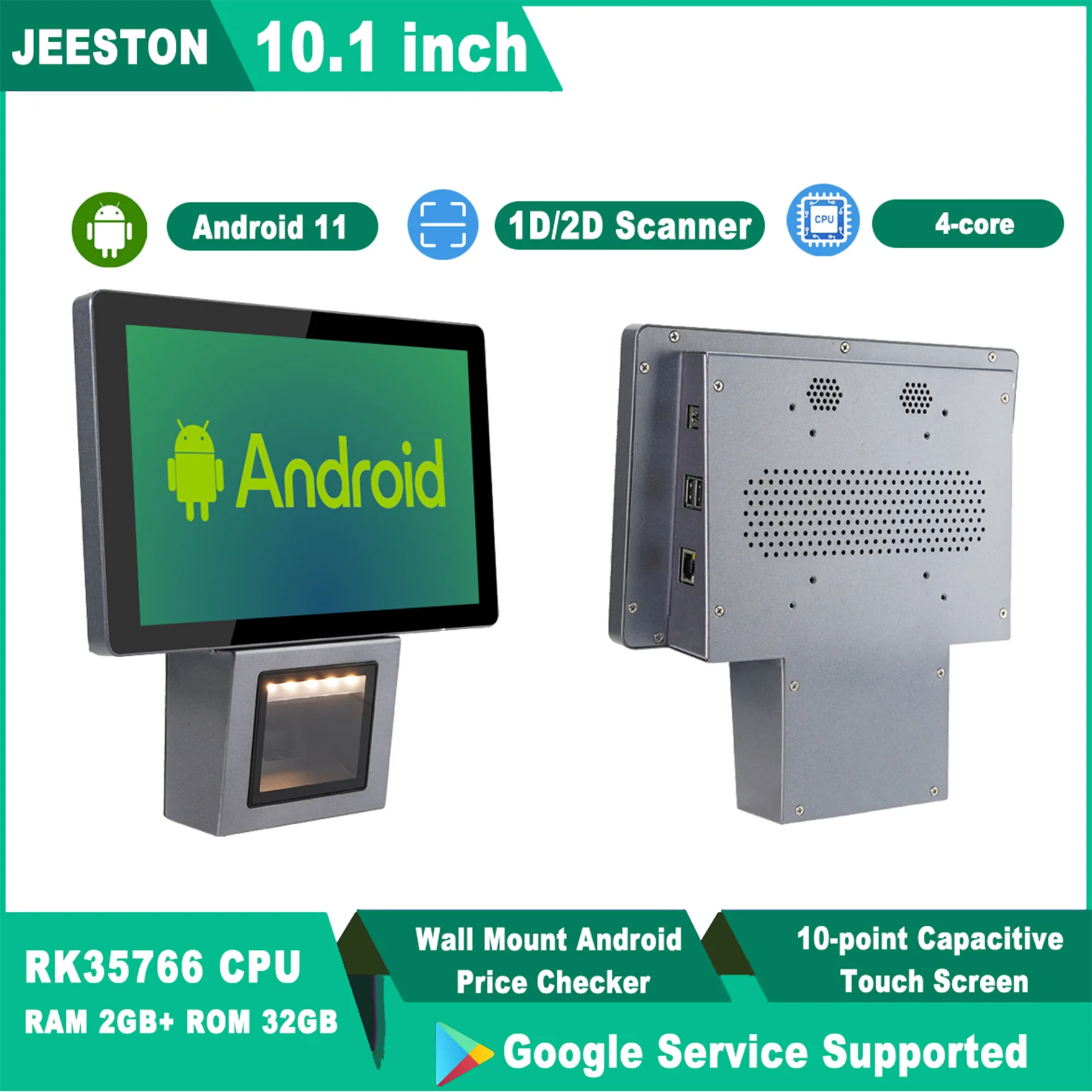 

10,1-дюймовый экран Android, проверка цен, настенное крепление, POS-терминал со штрих-кодом, считыватель QR-кода, проверка цены, WIFI Ethernet