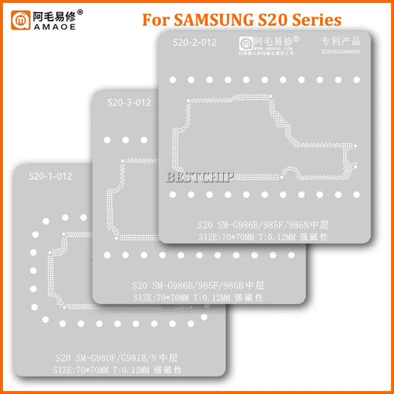 

Amaoe Middler Layer BGA Stencil Reballing For Samsung S20 SM-G980F G981B G981N SM-G986B G985F G986N Solder Ball Tin Plant Net