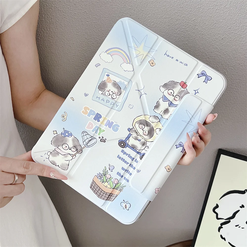 

Kawayii Glasses Puppy Cover for iPad 10th 10.9 11" A16 2025 Air 7 8 Pro11 13" Air 2024 12.9 M2 M4 M5 Case 10.2 8th 9th Cases