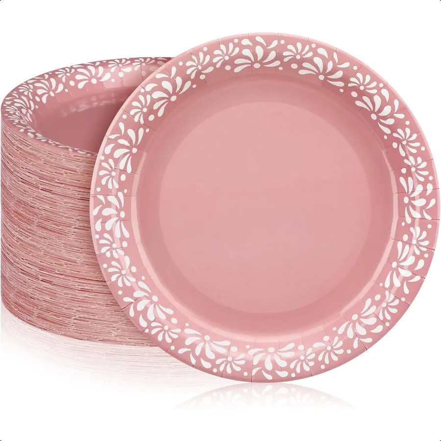 

100 Pcs 9 Inch Pink Platos De Barro Cielito Lindo Plates Mexican Paper Plates Cielito Lindo Baby Shower Favors for Talavera Bir