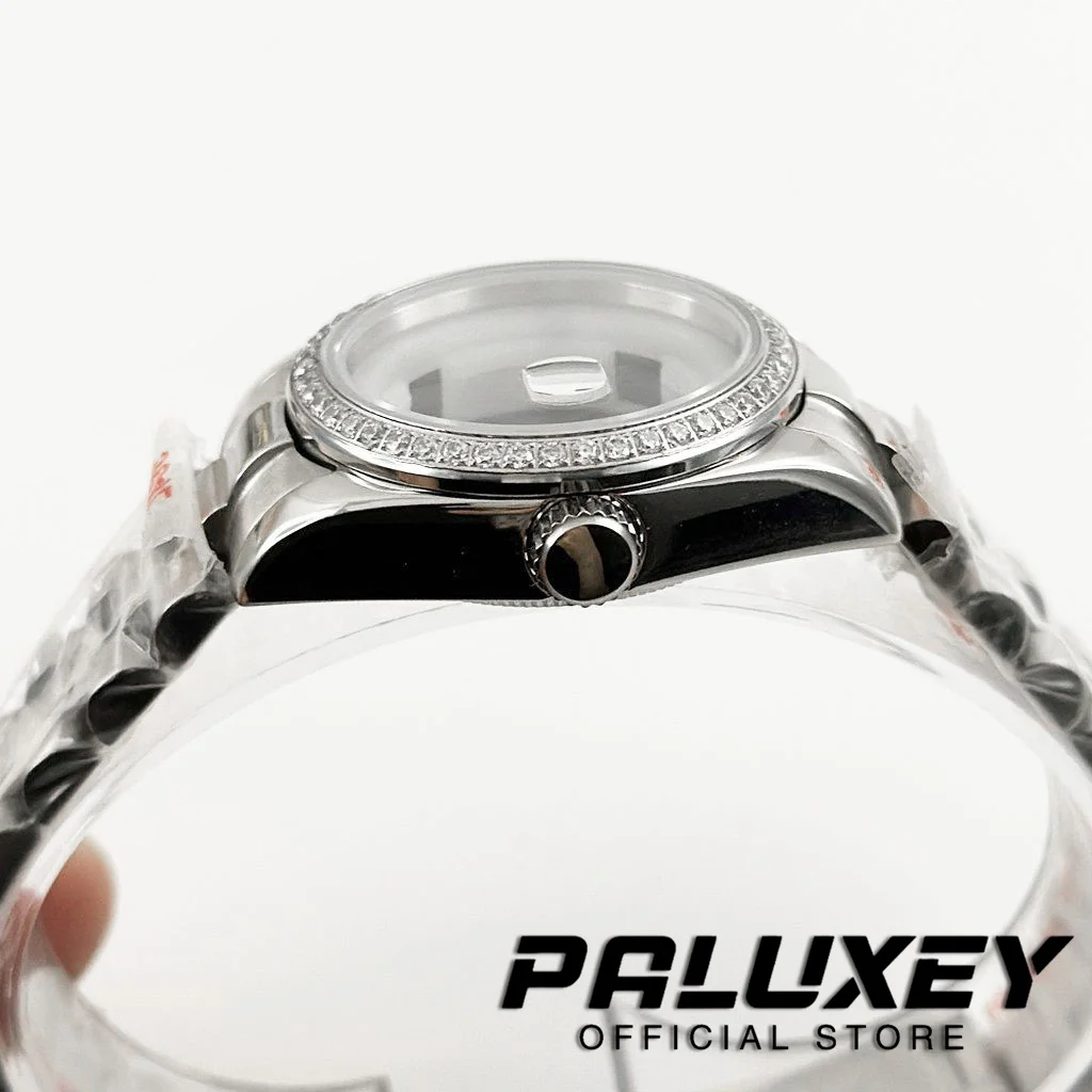 NH05 31MM Waterproof Stainless Steel Diamond Sapphire Glass President Strap Watch Case for Ladies Women Fit NH05 NH06 Movement