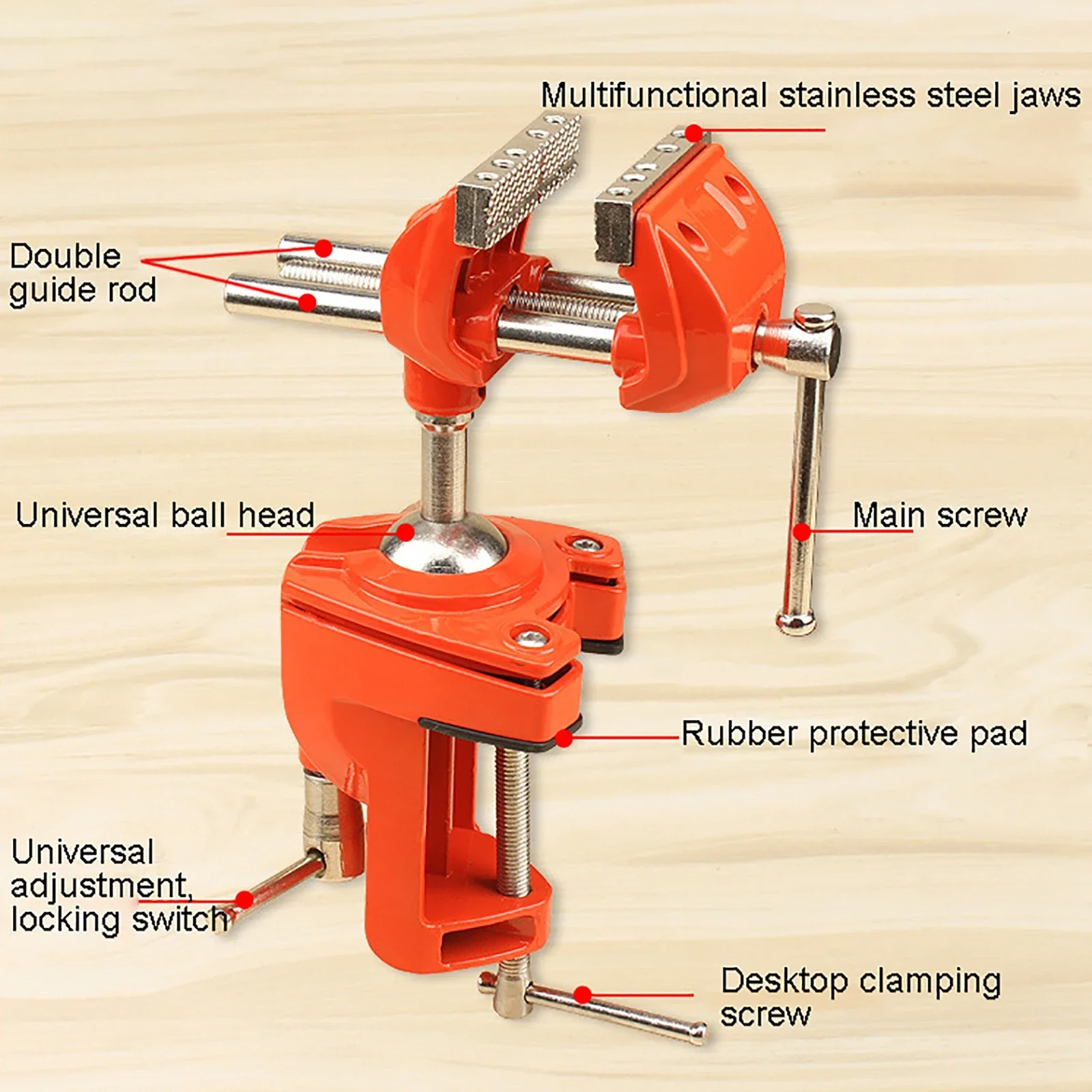 70mm Vise Rotates 360 Degree Rotating Universal Units Clamp Vice Swivel Table Bench Heavy Duty Multifunction Tabletop Hand Tools