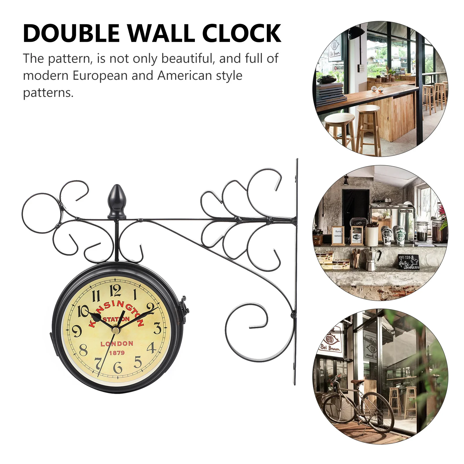

Double-Sided Retro Wall European Vintage Style Silent Decor For Living Room Bedroom Dining Room Hanging Clock Decorative Wall