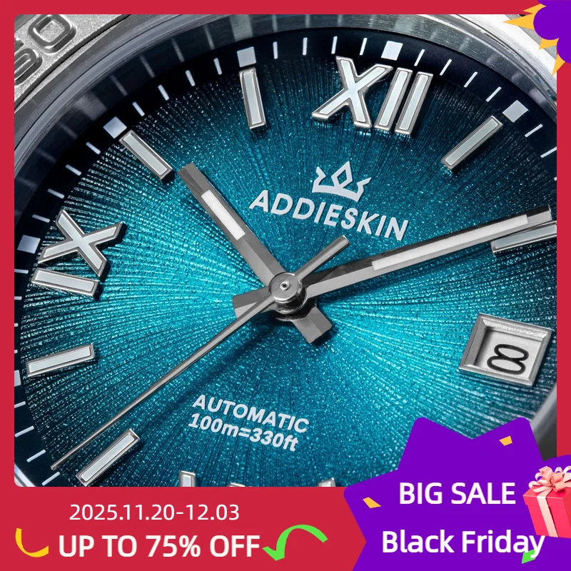 นาฬิกาข้อมือผู้ชาย AddiesKin กันน้ำ กระจกแซฟไฟร์ กลไกอัตโนมัติ 9015 เรืองแสง รุ่นใหม่ นาฬิกาดำน้ำ