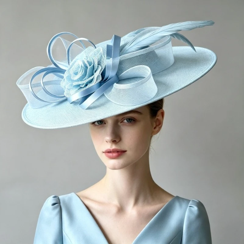 Royal Ascot Big Fascinator Hats Headband Ladies Church Kentucky Derby Headpiece Ladies Race Fashion Hair Accessories Bride Hats