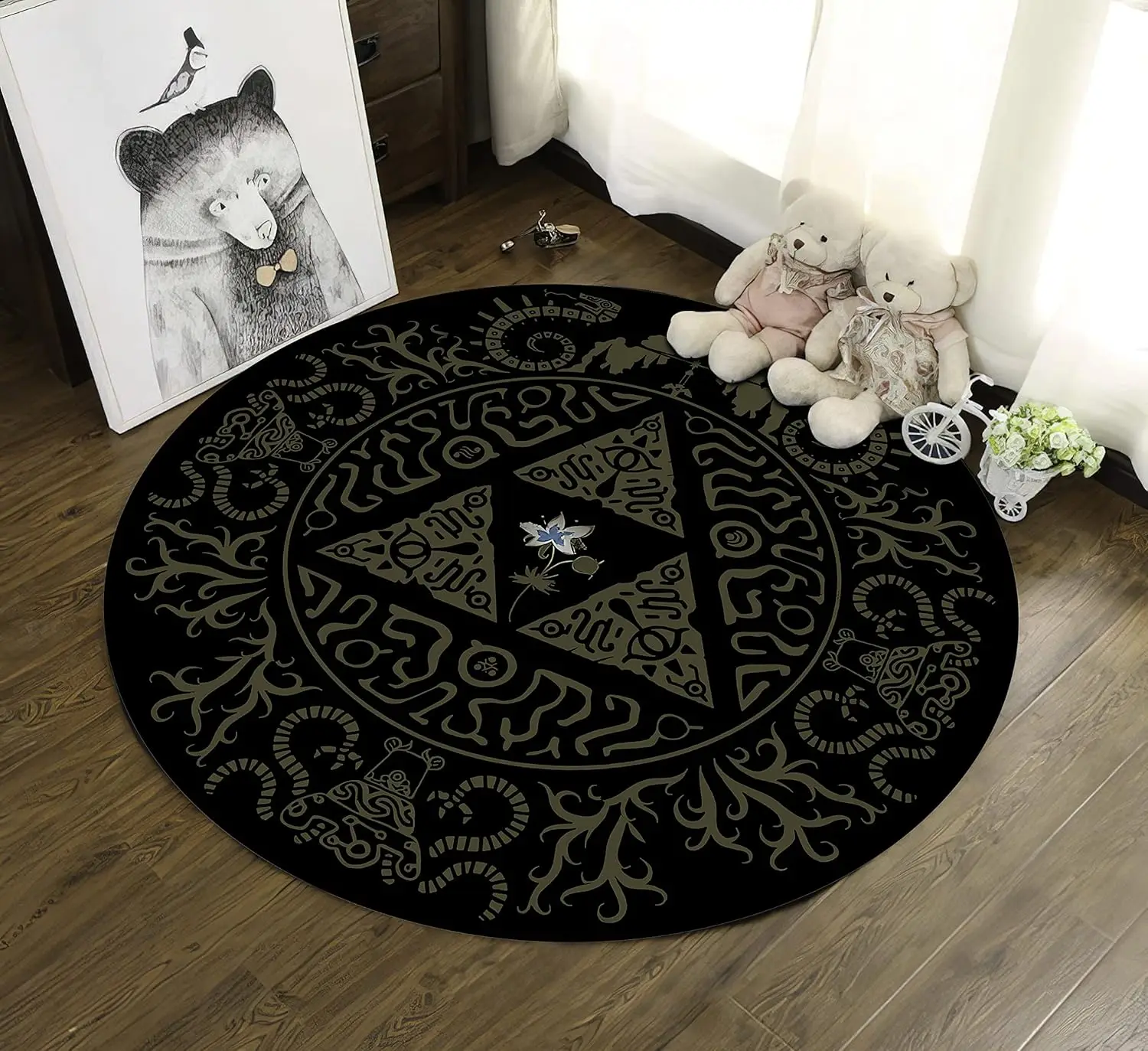 Popular Video Game Rug Gamer Room Rug, Round Floor Area Rug, Gaming Chair Mat, Playroom And Living Room Carpet Decor, Gamer