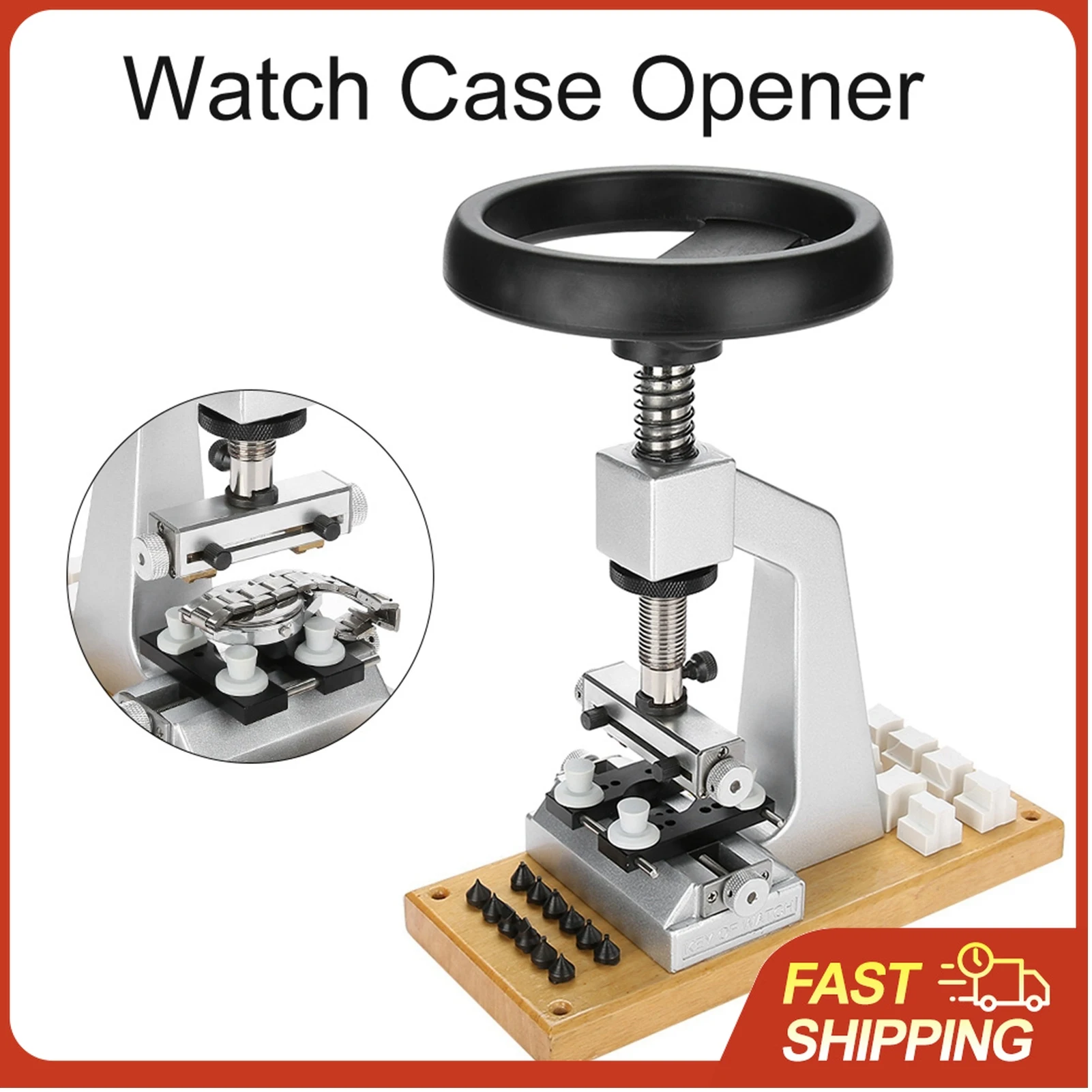 

Bench Watch Case Opener Bench Watch Case Opener Wristwatch Tool Back Opener with 6 Dies