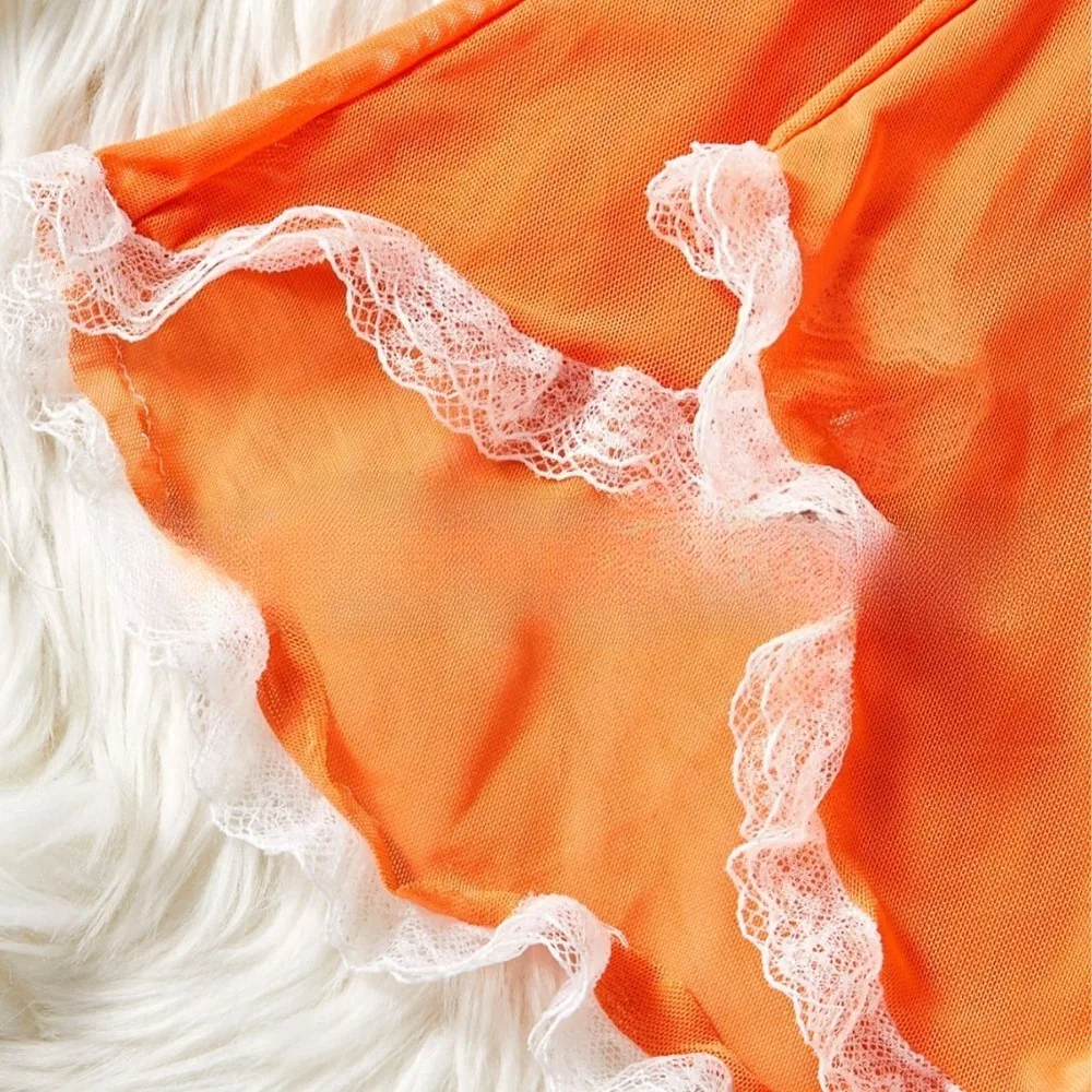 Прозрачные тонкие стильные стринги с кружевной отделкой и рюшами, комплект нижнего белья, женские ночные рубашки, одежда для сна без рукавов, сексуальный бюстгальтер с v-образным вырезом, комплекты трусиков