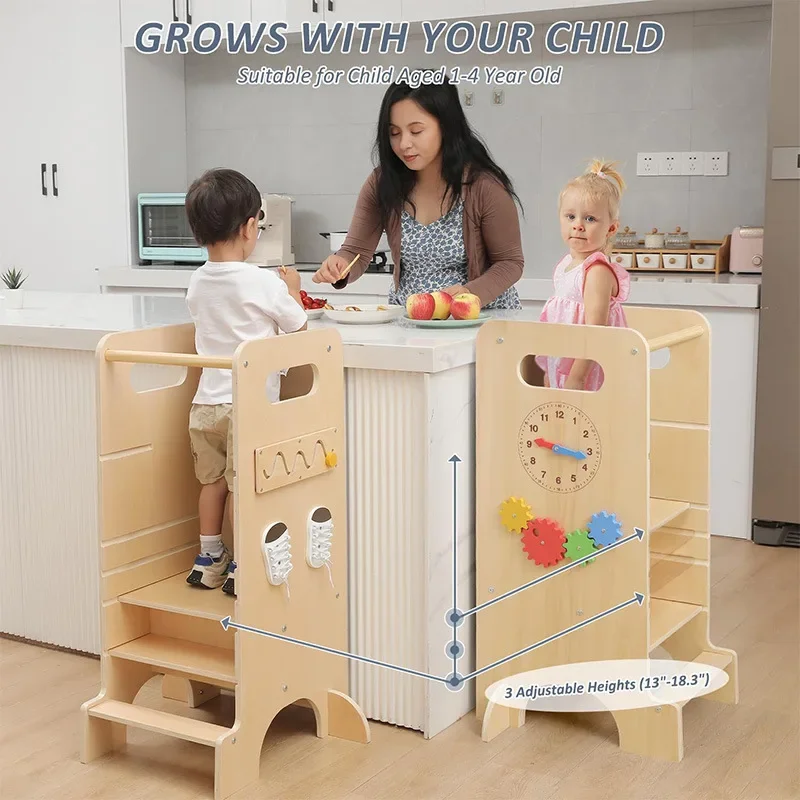 4 in 1 Toddler Kitchen Stool Assistant Baby Learning Tower