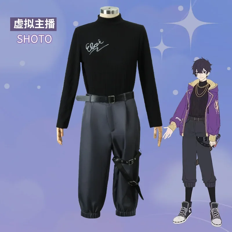 Anime VTuber Shoto Shxtou Cosplay Costume Men Fancy Party Suit Wig Purple Jacket Halloween Party Carnival JK Uniform Roleplaying