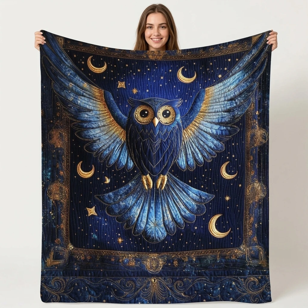 

1PC Magical Night Owl in Starry Sky Thickened Flannel Throw Blanket, Cozy Portable Fleece Throw, Perfect Gift for Adults