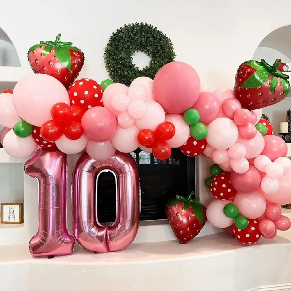 

70pcs/Set Strawberry Party Decoration Balloon Garland Kit 40inch Number Foil Balloons Girls Birthday Party Supplies