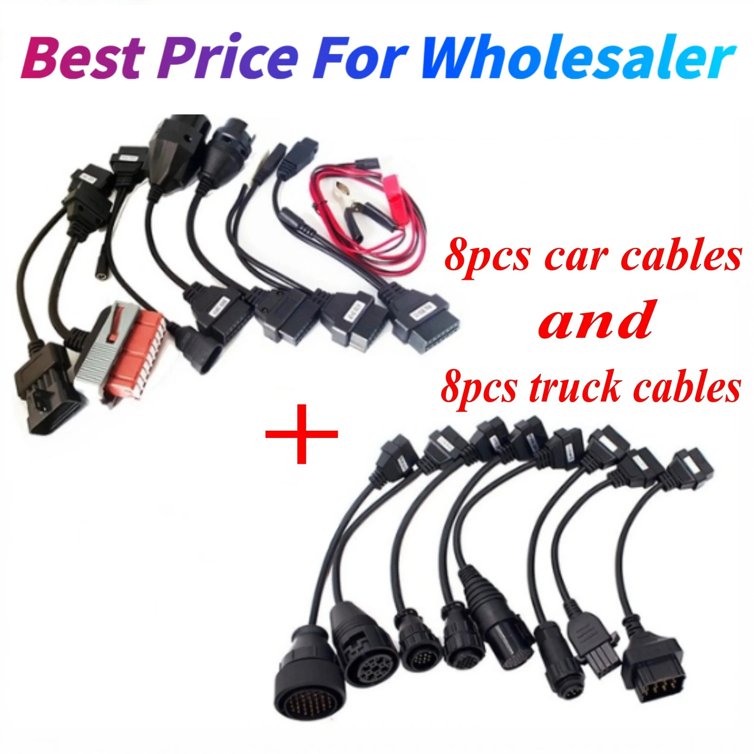 8 Pcs Car Cables and 8 Pcs Truck Cable for Tnesf Delphis Orpdc VdIJk Autocoms Pro WOW CDP Vd TCS Cdp Pro Plus Diagnostic Tools