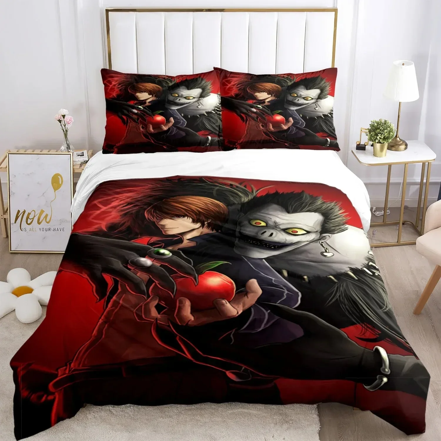 Death Note Print Bedding Set For Bedroom Soft Modern Bedspreads Comefortable Kids Duvet Cover Quilt Cover And Pillowcase