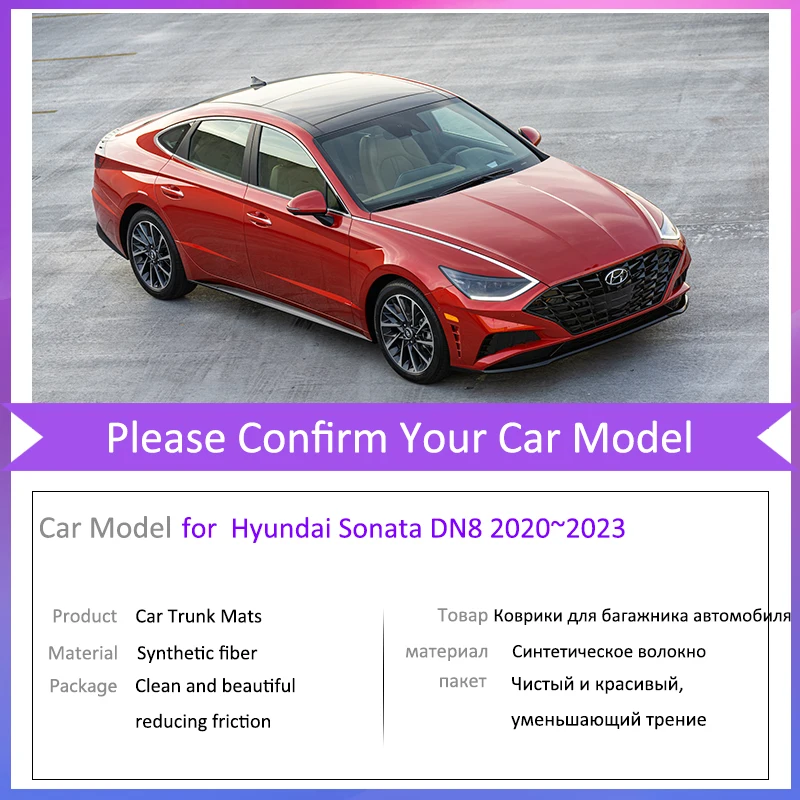 

1x Car Trunk Mats for Hyundai Sonata 10th DN8 2020~2023 Accessories Rear Boot Cargo Liner Trunk Waterproof Tray Carpet Auto Pad