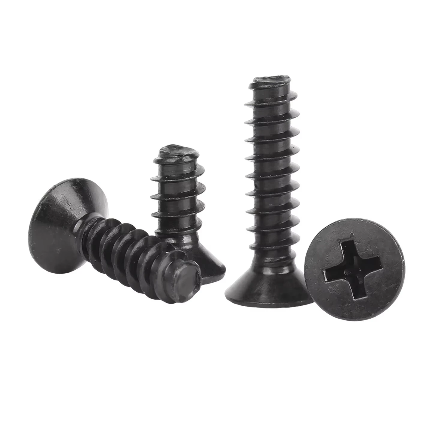 50~200Pcs Black 304 Stainless Steel Phillips Countersunk Flat Tail Self Tapping Screws M1 M1.2 M1.4 M1.7 M2 M2.3 M2.6 ~M4