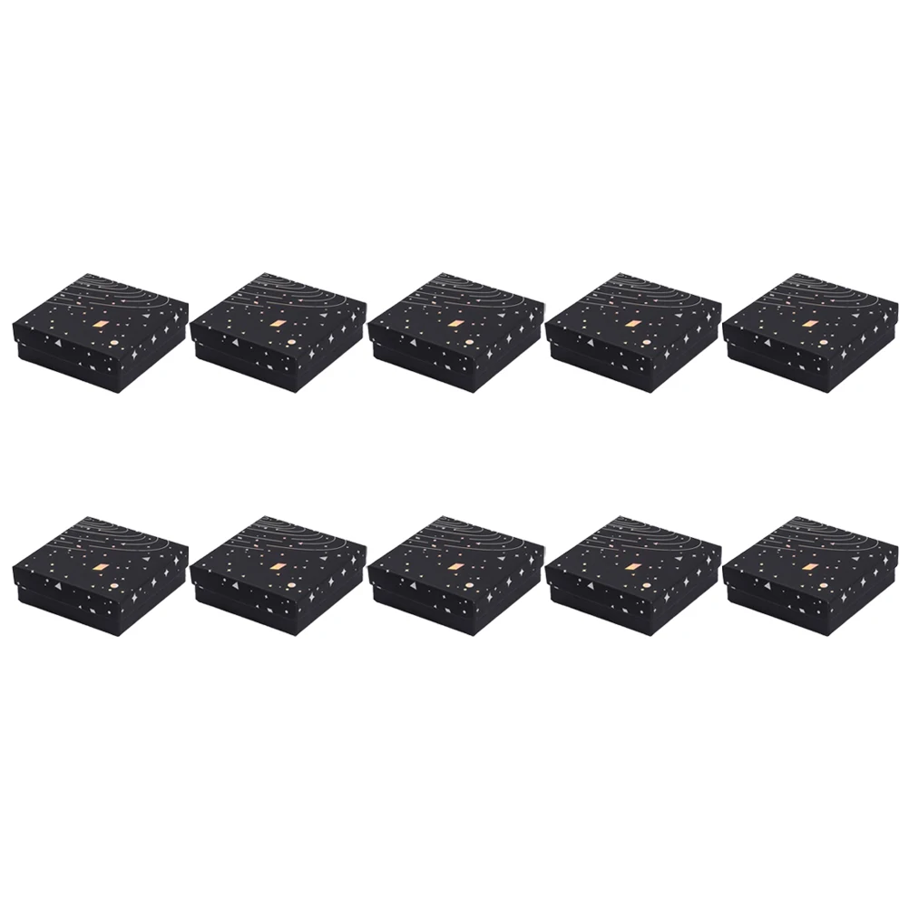 

10pcs Cardboard Jewelry Box Black Silver Jewelry Box Package Box Ring Earring Storage Box Bracelet Box