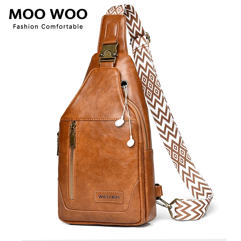 

MOOWOO Back Bags For Women Man Mannewly Wax Skin Women Chest Pack Sling Bags Crossbody Waterproof Shoulder Casual Messenger Pack