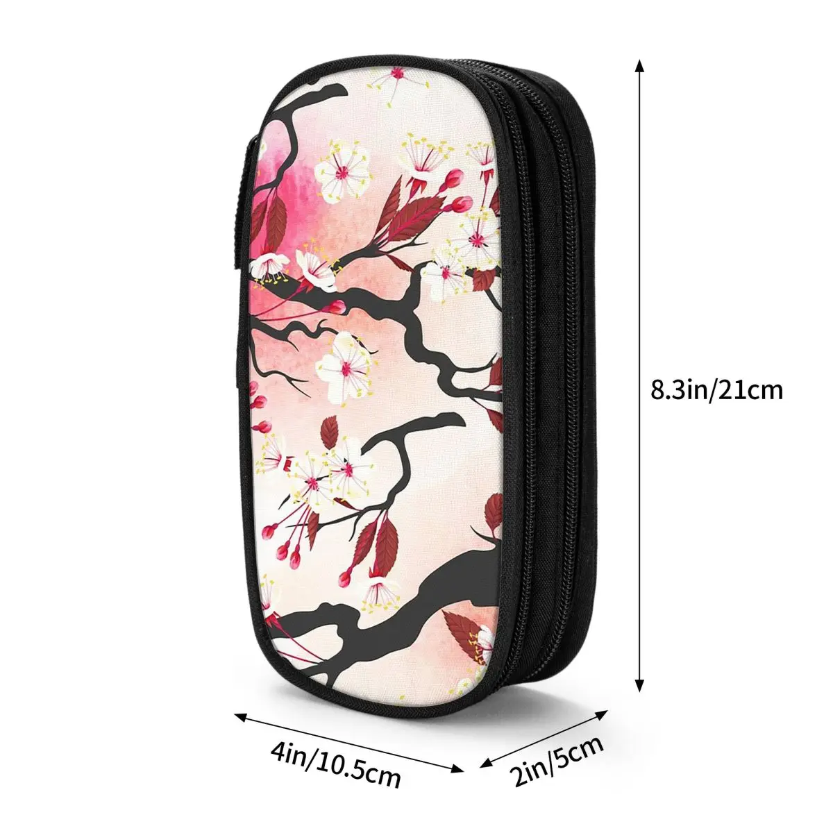 Blooming Sakura Branch Cherry Blossom Japanese Flower Pencil Case Boys Girls School Pen Box Pencil Bag Stationery Pen Holder Bag