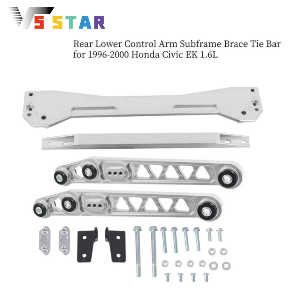 

Durable Rear Lower Control Arm Subframe Brace Tie Bar Kit For 1996-2000 Honda Civic CX DX Hatchback 3D DX Sedan 4D 1.6L Sliver