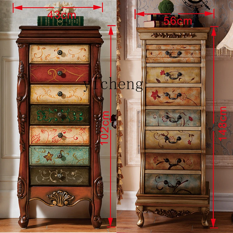 

ZZ Solid Wood Retro Jewelry Storage Cabinet Bedroom Storage Multifunctional Household Princess Side Cabinet