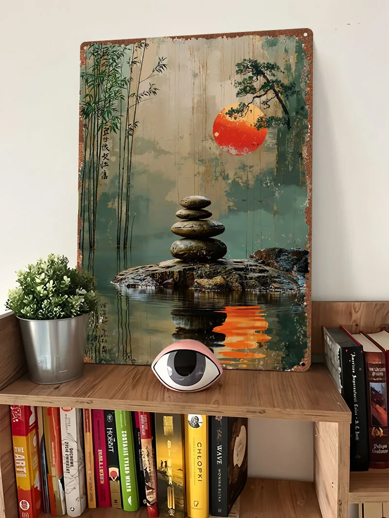 زن حديقة غروب الشمس طباعة ملصق معدني الديكور في ديكورات المنزل علامات القصدير المعدنية المخصصة لديكور الحائط بار القهوة