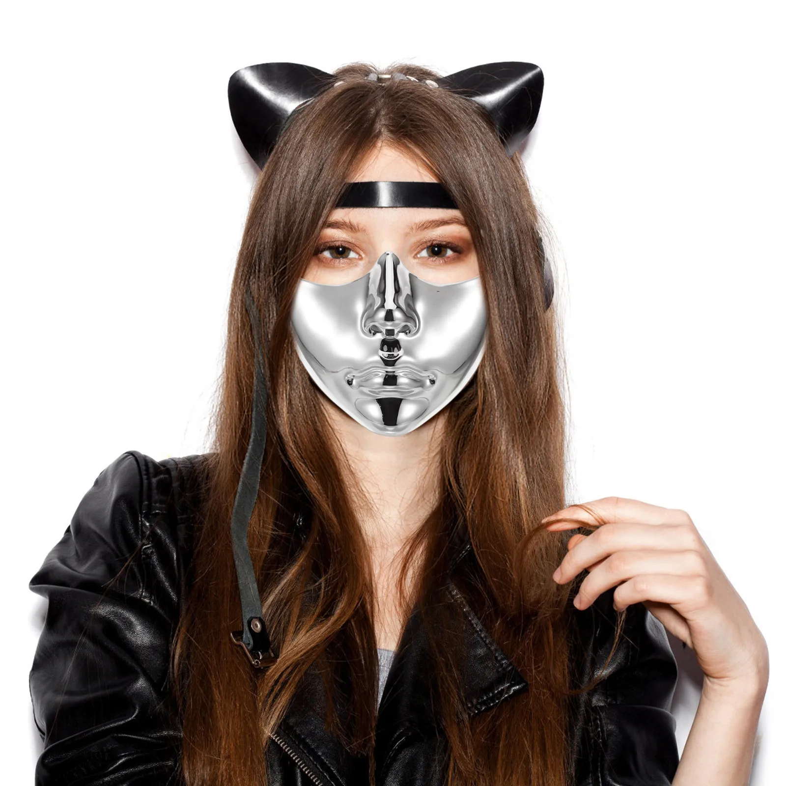 قناع الوجه الميكانيكي نصف الشرير نمط البلاستيك قناع تنكر للبالغين الرجال النساء كرنفال زي حفلة ديكور التبعي
