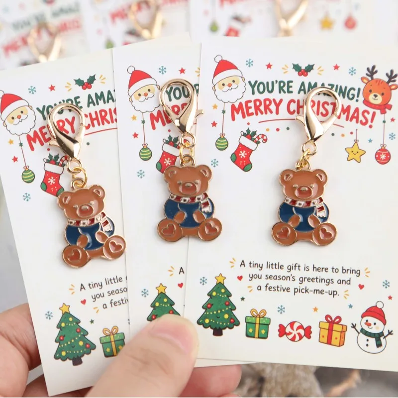 5/10item 2D Christmas Bear Keychain Set Comes with a Christmas greeting card  End-of-year gift exchange among friends and family