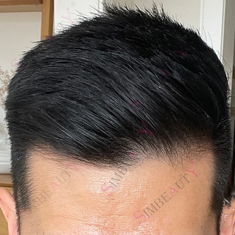 

Men's Natural Hairline Grey 1b80 1b30 Toupee #1B Durable Thin Skin PU Hair Pieces Brown Blonde Replacement System for Hair Loss