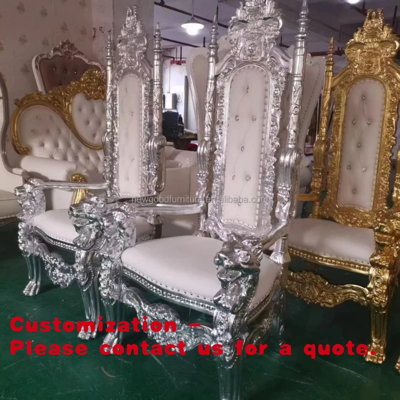 custom.Solid Wood Chiavari Throne Chairs Luxury High Back Sofa Wedding or Hotel White Lion Design Living Room Kitchen Re