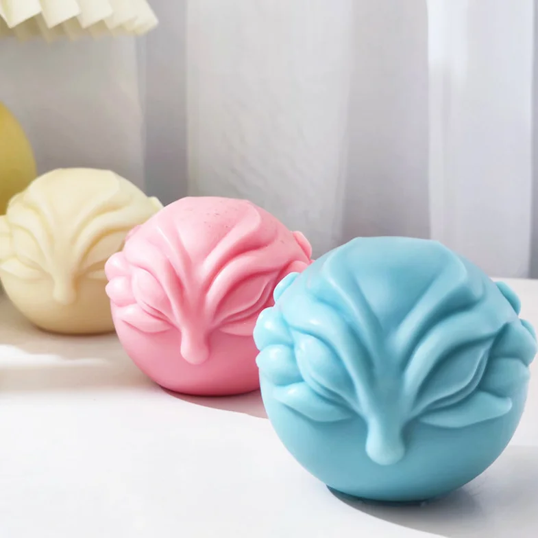 

SZ664 Handmade 3D Fox Eye Candle Silicone Mold Spherical Cute Animal Soap Mold