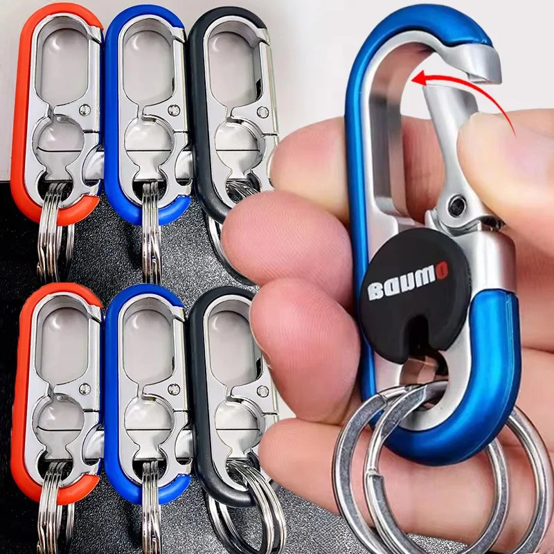 1-3pcs Men's Keychain Hook Stainless Steel Buckle Carabiner Climbing Tool Double Ring Car Fishing Key Ring Car Accessories