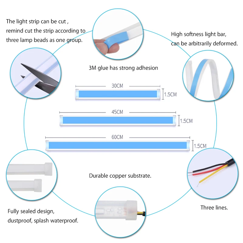 Headlamp Light Guide Strip Scan LED Running Water Light For BAIC U5 PLUS 2023 Car Decorative Light Streamer Turn Signal Light