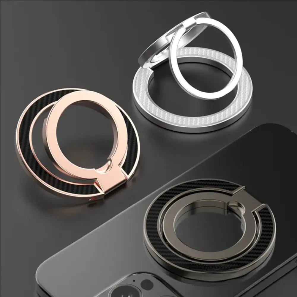 

Portable Magnetic Phone Ring Holder Double Sided Foldable Cell Phone Grip Stand Rotatable Carbon Fiber MagSafe Phone Stand