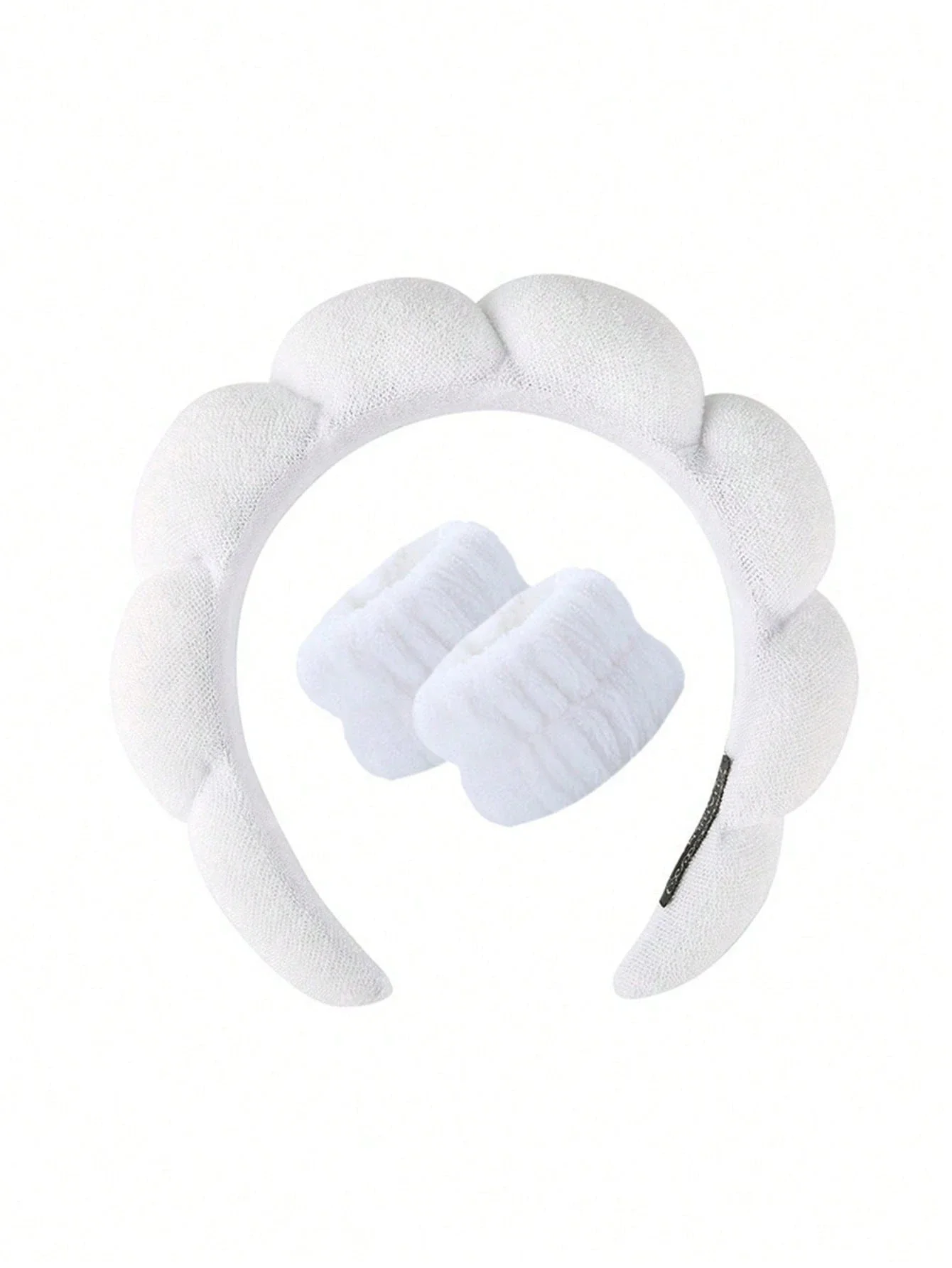 

Женский комплект для укладки волос: однотонная махровая повязка на голову и 2 мягкие поролоновые повязки на запястья