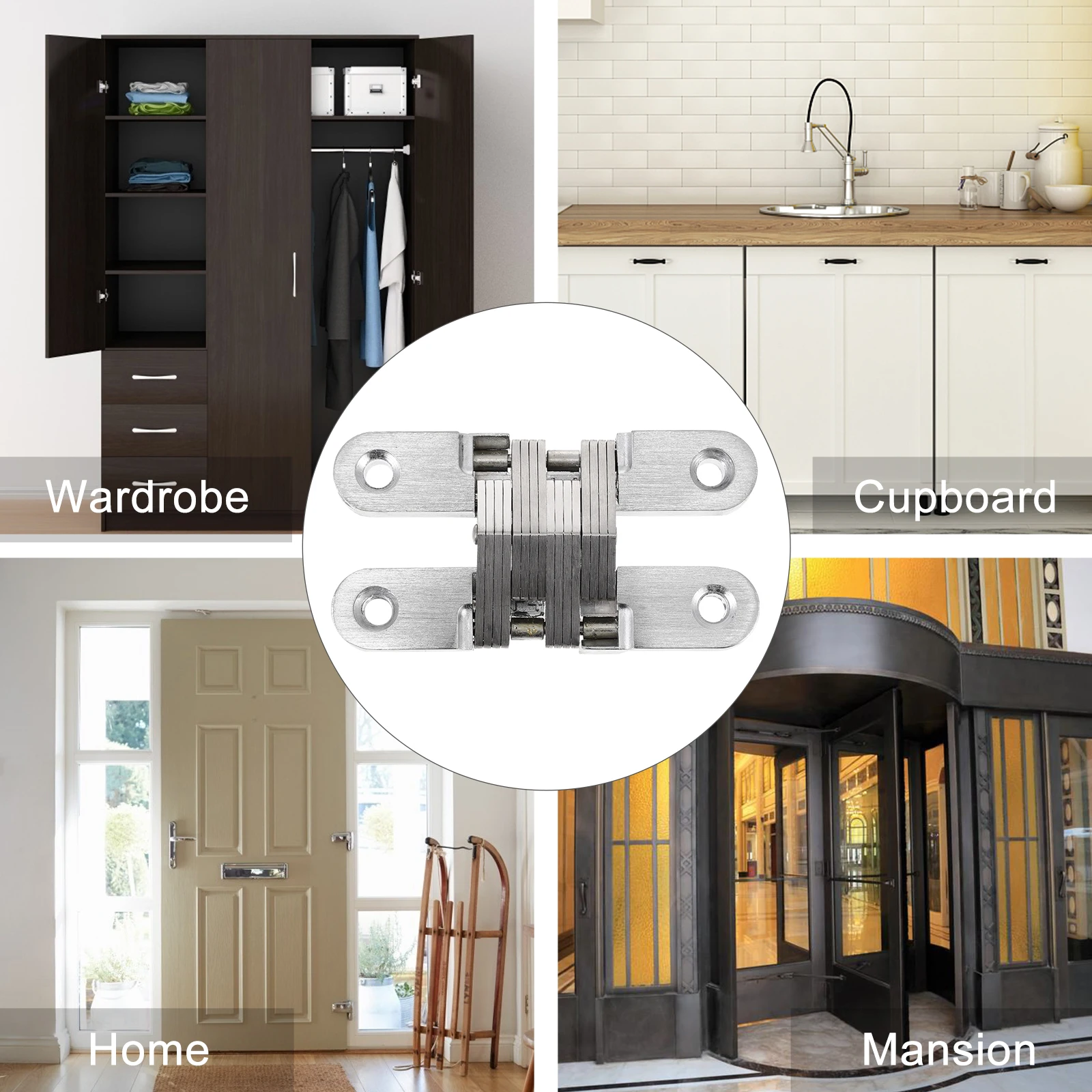 

Door Invisible Hinges Stainless Steel Matte Self-close Mechanism Kitchen Cabinet Closing