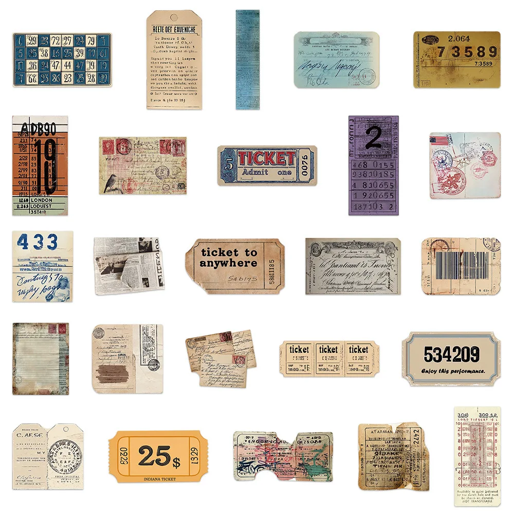 50/100Pcs Vintage Design Memories of Era Creative Stickers for Album Phone Laptop Stationery Box Skate Helmet Motorcycle Decals