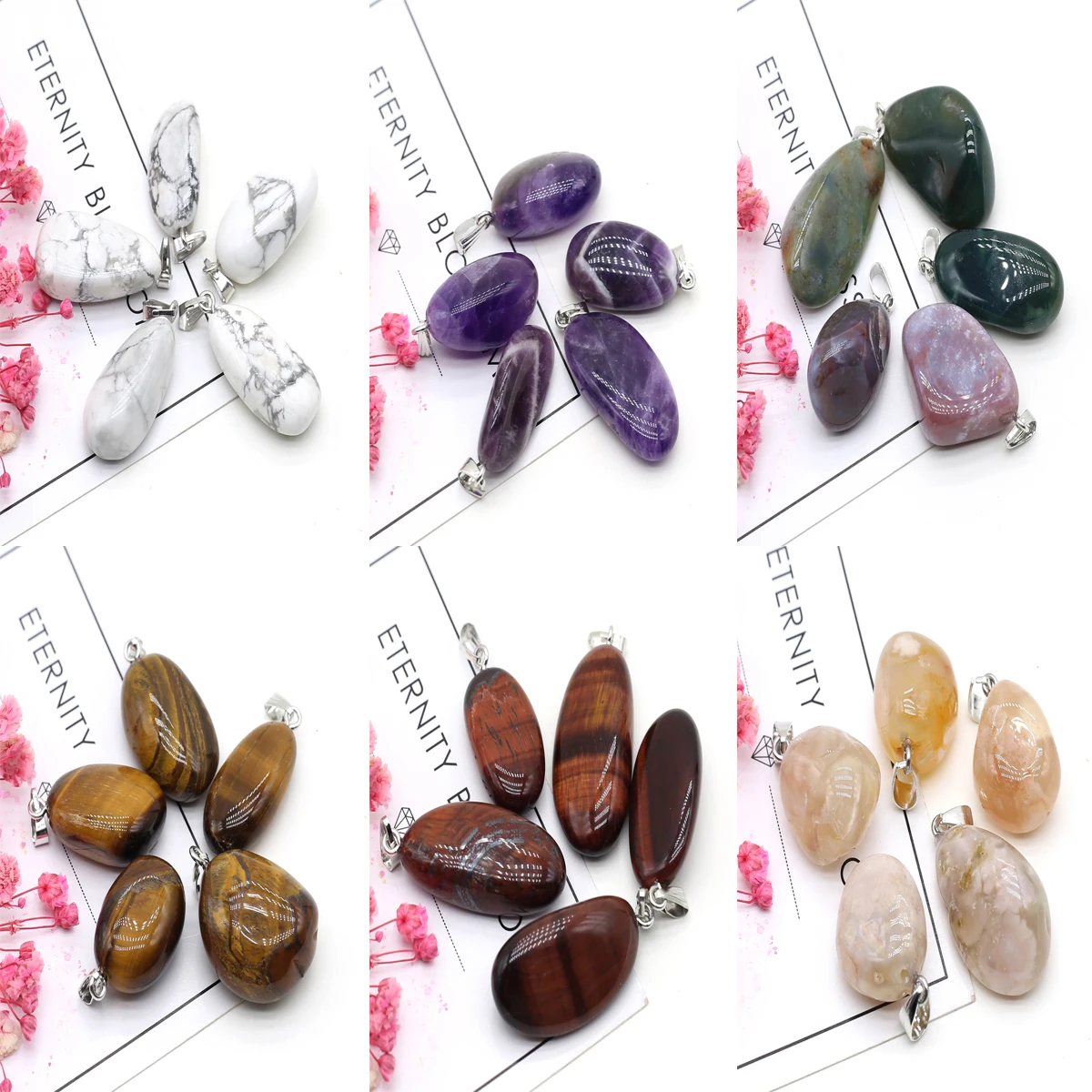 5PC Irregular Pendants Natural StoneTiger Eye Amethysts Quartz Charms for Women Jewelry Making DIY Reiki Heal Necklace Earring