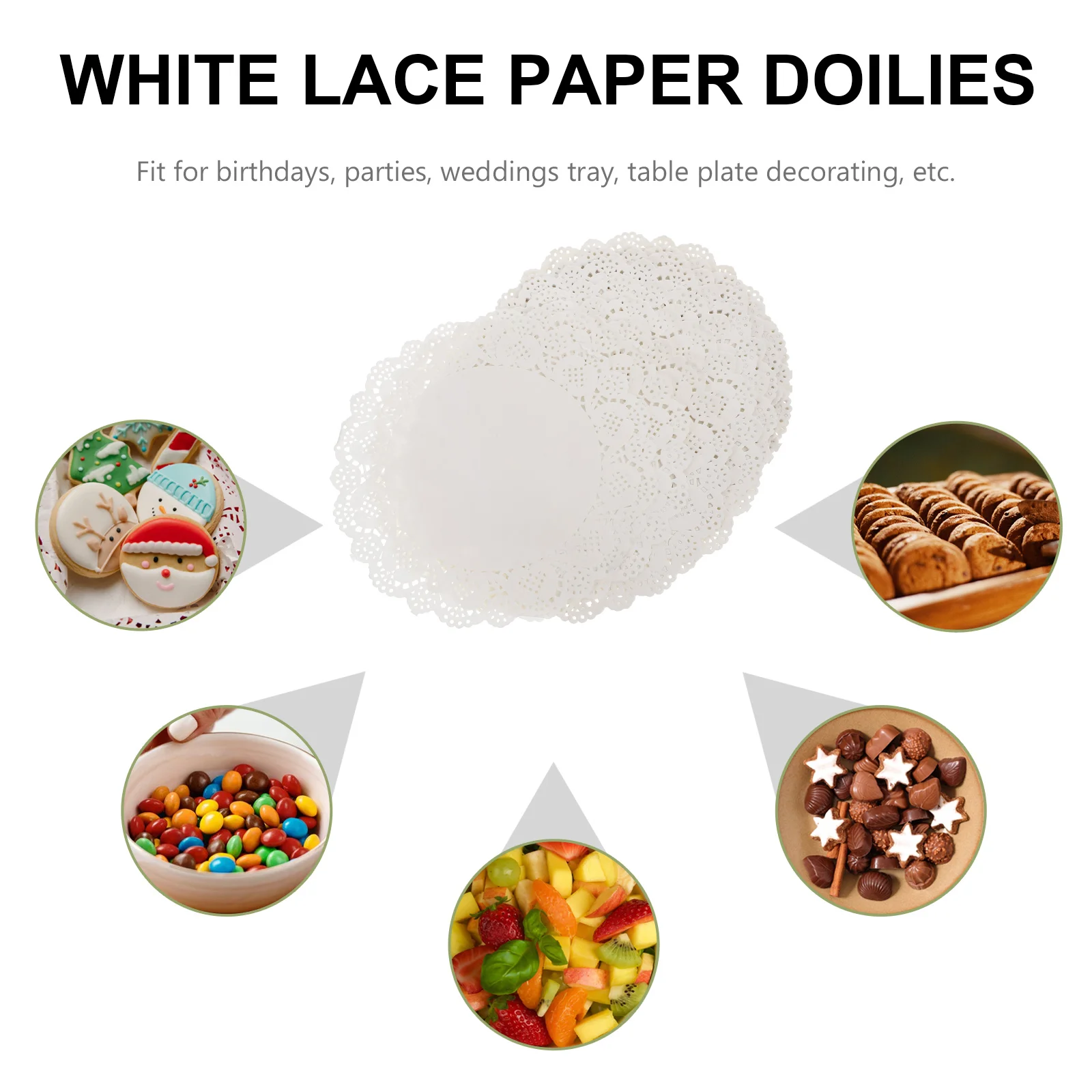 

100pcs Oil-Absorbing White Lace Paper Doilies 7.5 Inch Round Cake Pads For Baking Decorating Party Wedding Home Use Disposable