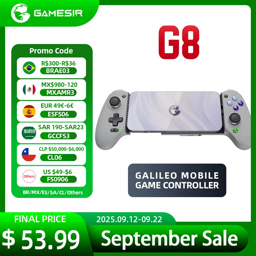 GameSir G8 Galileo الهاتف المحمول غمبد أذرع التحكم في ألعاب الفيديو قاعة تأثير عصا التحكم آيفون 15 أندرويد الهاتف المحمول سحابة الألعاب