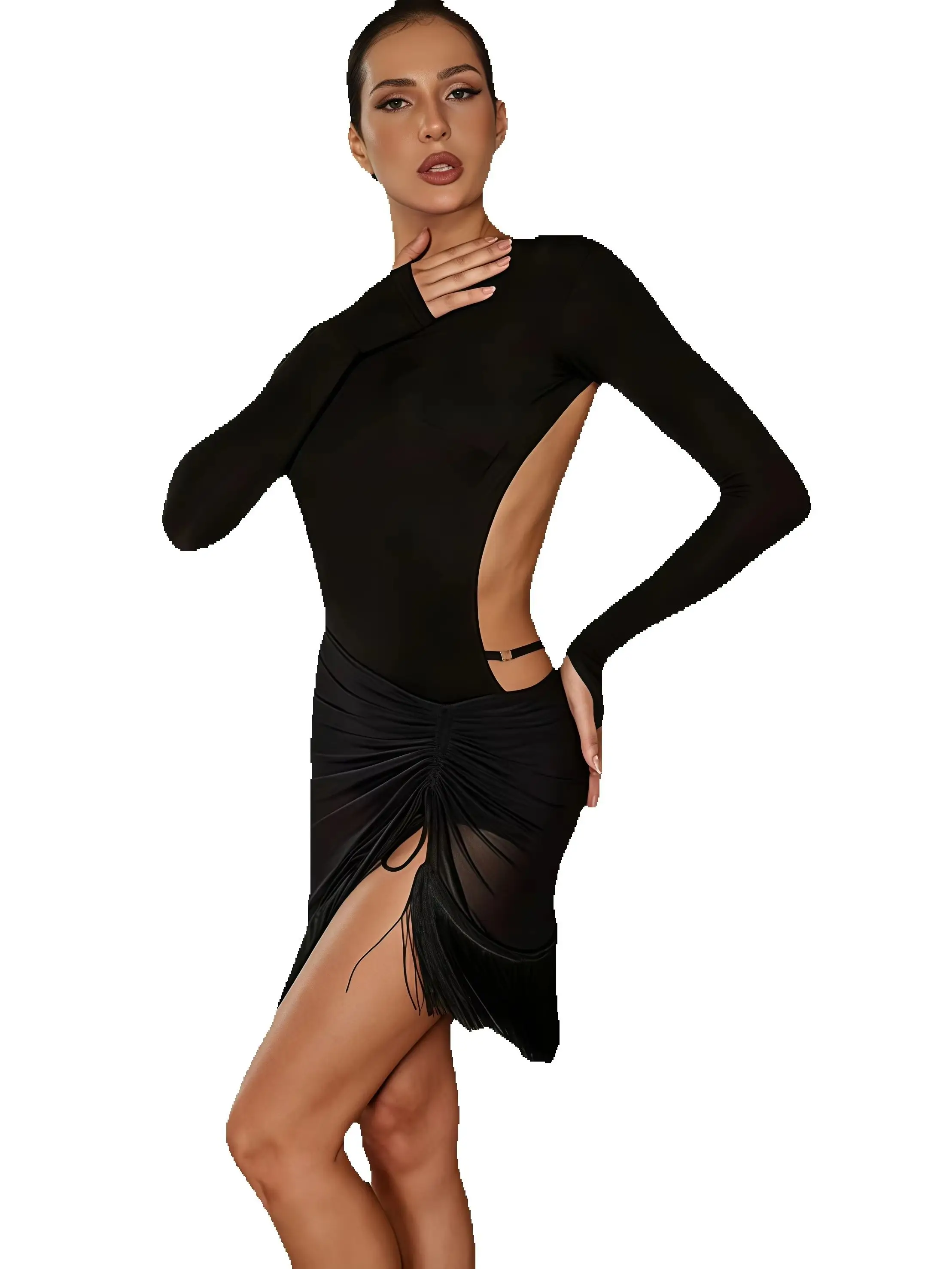 Latin Dance Wear Black Backless Top Women Jumpsuit Bodysuit Ballroom New Leotard Latin Training Practice Wear Samba Rumba Chacha