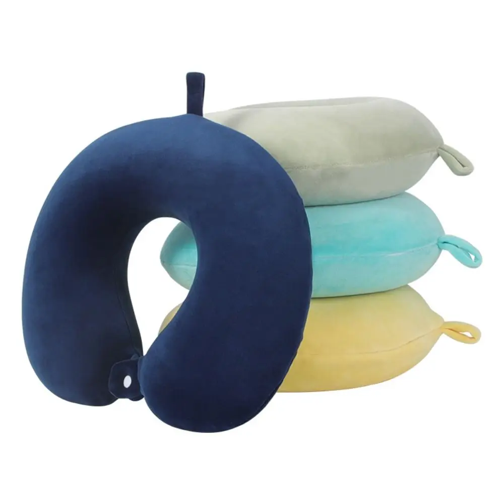 

Portable Memory Foam Plush U-shaped Nap Pillow Solid Color Soft Travel Pillow Nursing Cushion