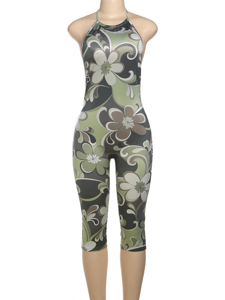 Kliou-monos con estampado estético para mujer, petos sexys con espalda descubierta, peleles moldeadores de cuerpo, atractivo para mujer, de una pieza