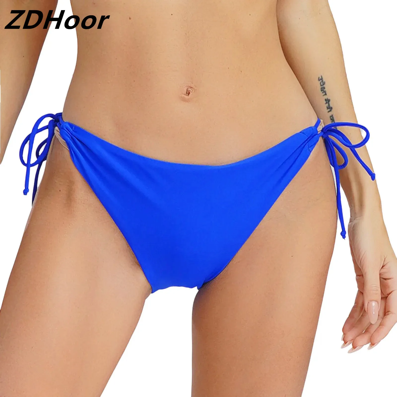 

Women Low Waist Swim Briefs Triangle Bikini Bottom Drawstrings Tie Up Summer Bathing Suit