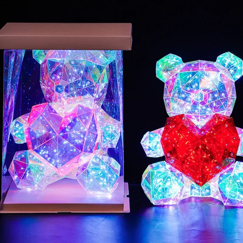 Luminous Plastic Bear Colorful Bear LED Little Bear Lamp Romantic Girlfriend Surpris Birthday Valentine's Gift Holiday Day Gift